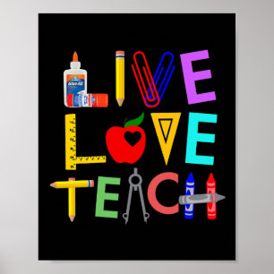 Póster Vive Ama Enseña Divertido Profesor Perfecto Ck Par