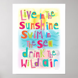 Póster Vive en el Poster Sunshine Swim the Sea Happy