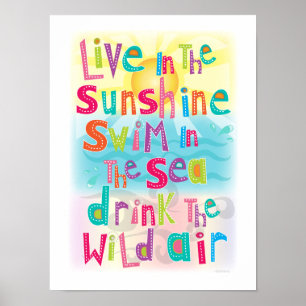 Póster Vive en el Poster Sunshine Swim the Sea Happy