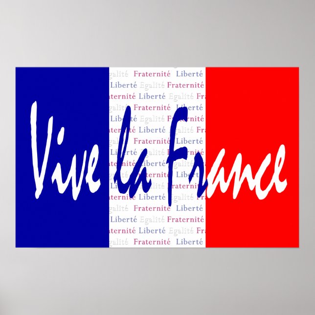 Póster Vive La France Poster, comida francesa, vino, depo (Frente)