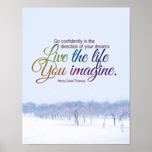 Póster Vive la vida que usted se imagina cita de