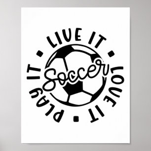 Póster Vive Lo Ama Lo Juega Chicas Fútbol Lindo Divertido