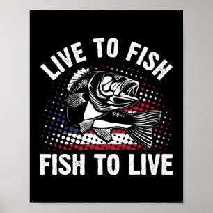 Póster Vive para pescar y pesca para vivir regalo diverti