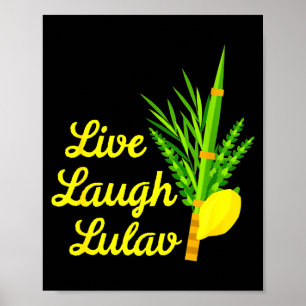 Póster Vive Ríe Lulav Etrog Feliz Sukkot Judío Sukkah