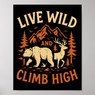 Póster Vive Salvaje Escalar Alto Oso Ciervo Senderismo Ca
