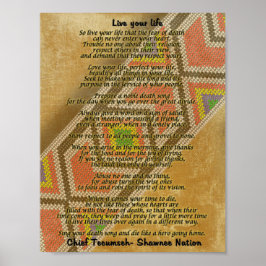 Póster Vive tu vida, Chief Tecumseh cuentas en pergamino