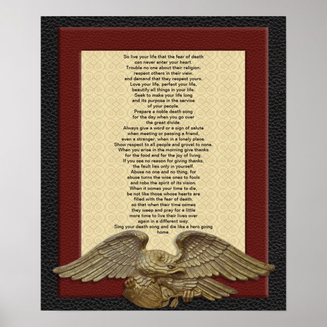 Póster "Vive tu vida" , Jefe Tecumseh con águila dorada (Frente)