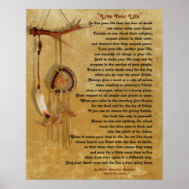 Póster "Vive tu vida", Jefe Tecumseh con Dream-catcher