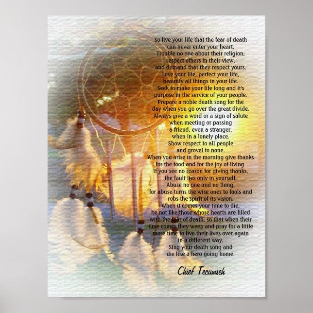 Póster "Vive tu vida" Tecumseh Dreamcatcher sunset (Frente)