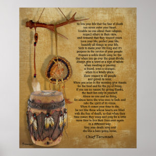 Póster "Vive tu vida" Tecumseh Dreamcatcher y Drum