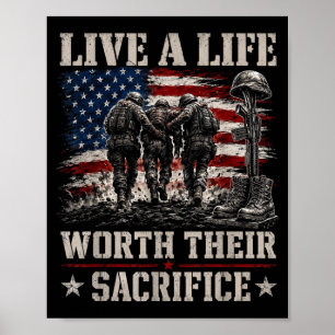 Póster Vive una vida digna de sacrificio veterano militar