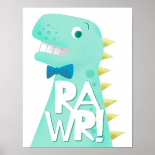 Póster Viverito de Dinosaurio RAWR para Habitación de Niñ