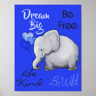 Póster Vivero de Elefante Lindo de Sueño Inspirador