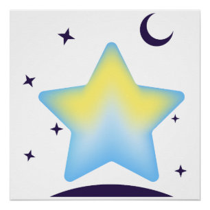 Póster Vivero de Estrellas y Luna Pastel Caprichoso