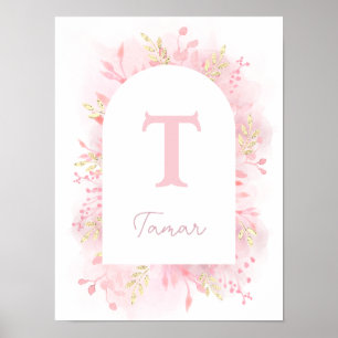 Póster vivero de follaje rosa