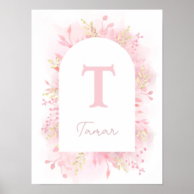 Póster vivero de follaje rosa (Frente)