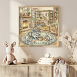 Póster Vivero de Mama Chinchilla y Bebés