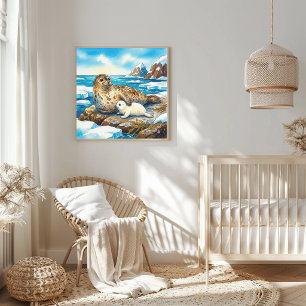 Póster Vivero de Mamá Foca y Cría