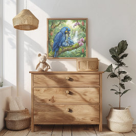 Póster Vivero de Mamá Macaw y Pollitos