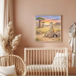 Póster Vivero de Mamá Mangosta y Cachorros