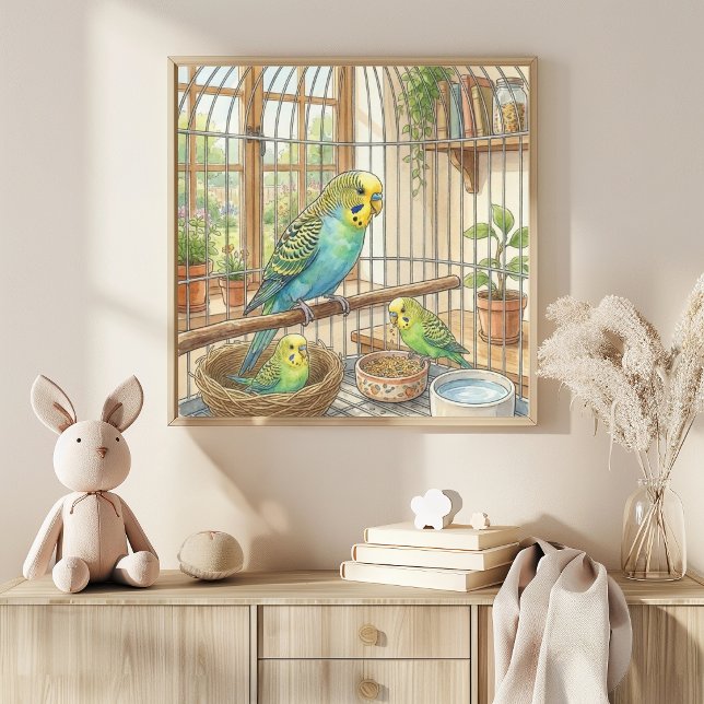 Póster Vivero de Mamá Parekeet y Polluelos (Subido por el creador)