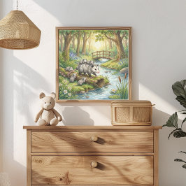 Póster Vivero de Mama Zarigüeya y Cachorros