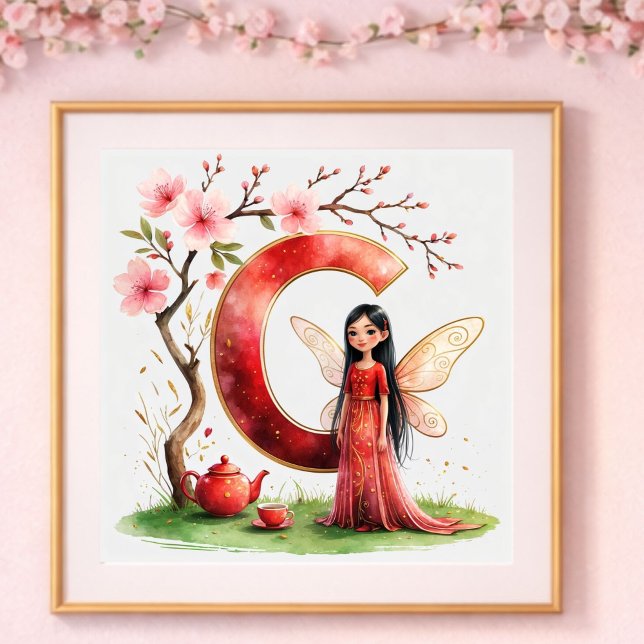 Póster Vivero de Niña Carta C Hada Floral (Subido por el creador)