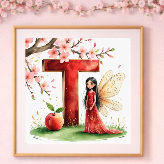 Póster Vivero de Niña Carta T Hada Floral (Subido por el creador)