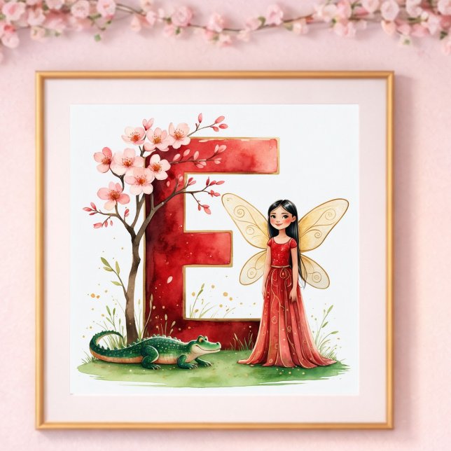 Póster Vivero de Niña Letra E Hada Floral (Subido por el creador)