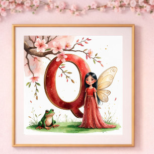 Póster Vivero de Niña Letra Q Hada Floral