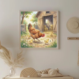 Póster Vivero de Pollita y Pollitos Mama