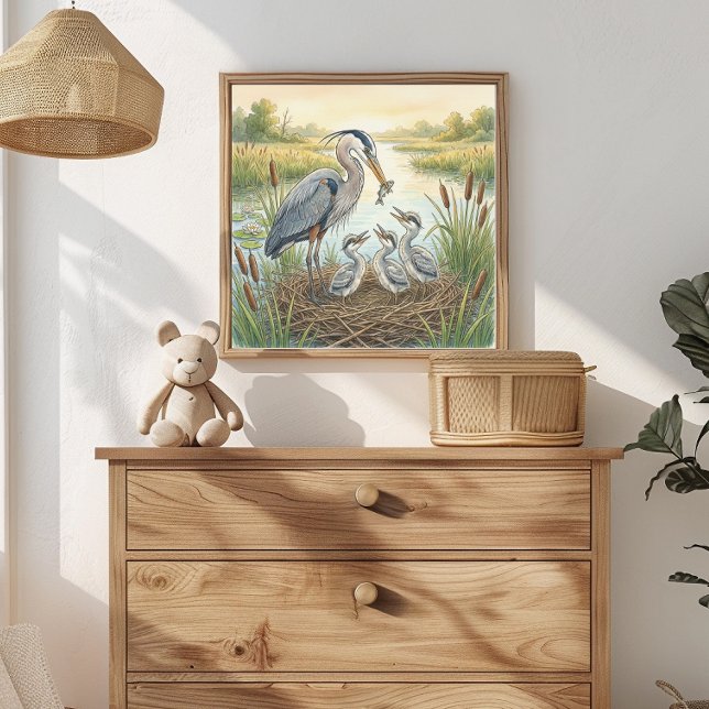 Póster Vivero Mama Heron y Pollitos (Subido por el creador)