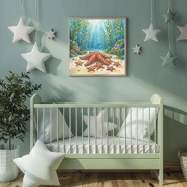 Póster Vivero Mama Starfish y Bebés