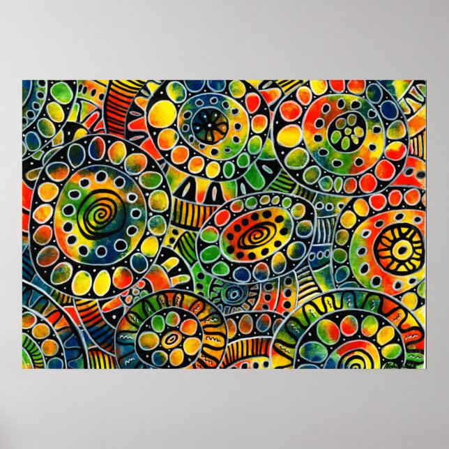 Póster Vivid Colorful Circles and Ovals Original Abstract (Frente)