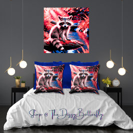 Póster Vivid Cute Woodland Raccoon Red Nature Scene