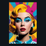 Póster Vivid Elegance - Audaz Pop Art Woman<br><div class="desc">Haz una declaración con este sorprendente retrato de arte pop de una mujer con el cabello amarillo vibrante. Con colores llamativos, contrastes nítidos y un toque artístico moderno, este llamativo arte mural añade un toque de energía retro-fría a cualquier espacio. Perfecto para los amantes del arte, los amantes de la...</div>