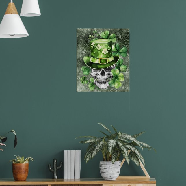 Póster Vivid Skull with Green Hat Illustration (Salón 1)