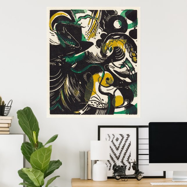 Póster Vivid Vision of Expression de Franz Marc - Génesis (Oficina en casa)