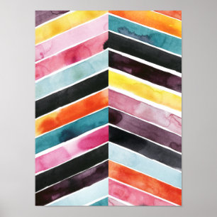 Póster Vivid Watercolor Chevron I