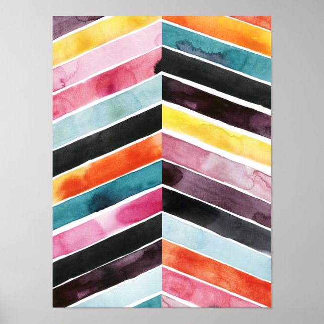 Póster Vivid Watercolor Chevron I (Frente)