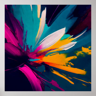 Póster Vívido Florecer – Energía Floral Abstracta Explosi