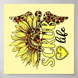 Póster Viviendo La Vida De Scrub Enfermera De Leopardo De