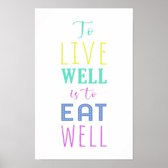 Póster Vivir bien es comer bien | Comida saludable (Frente)