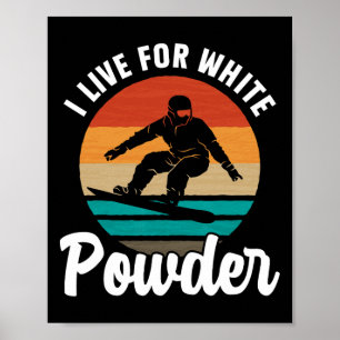 Póster Vivo Por La Nieve De Snowboard En Polvo Blanco