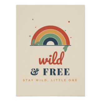 Póster Vivo y Libre Habitación de los Niños Boho Arcoíris