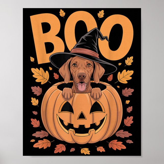 Póster Vizsla Costume On Pumpkin Halloween Vizsla  (Frente)