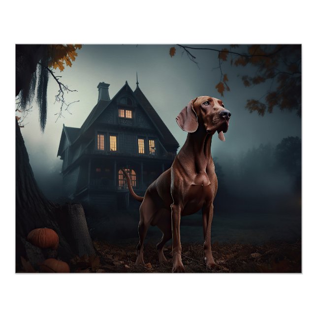 Póster Vizsla de Halloween Espantoso (Anverso)