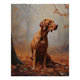 Póster Vizsla en otoño se inspira en las hojas