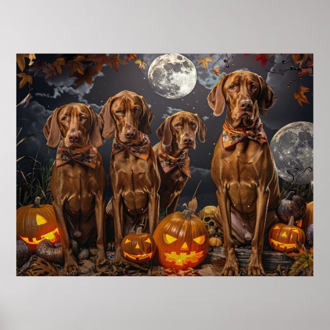 Póster Vizsla Halloween Espeluznante (Frente)