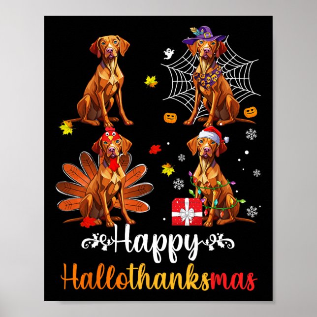 Póster Vizsla Lover Halloween Feliz Navidad Hallo (Frente)